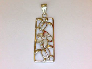 Sterling Silver Turtle and Blossom Pendant with Round Cut Diamond
