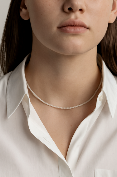 Moon Milk - White Agate Silver Necklace