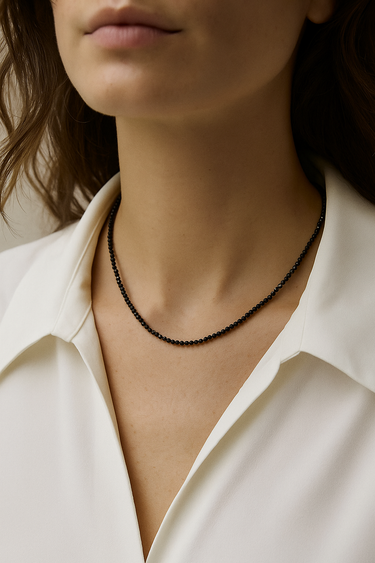 Nova Noire - Black Spinal Silver Necklace