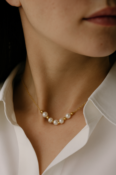 Serenity Strand Necklace in 18K Yellow Gold with Akoya Pearls