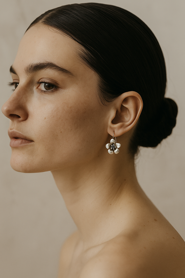 Buttercup Flower Long Loop Silver Earrings