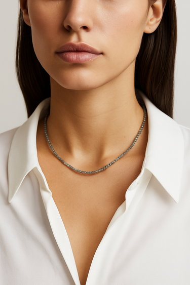 Lunar Moss - Green Apatite Silver Necklace