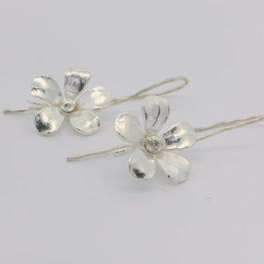 Longer Periwinkle Silver Earrings